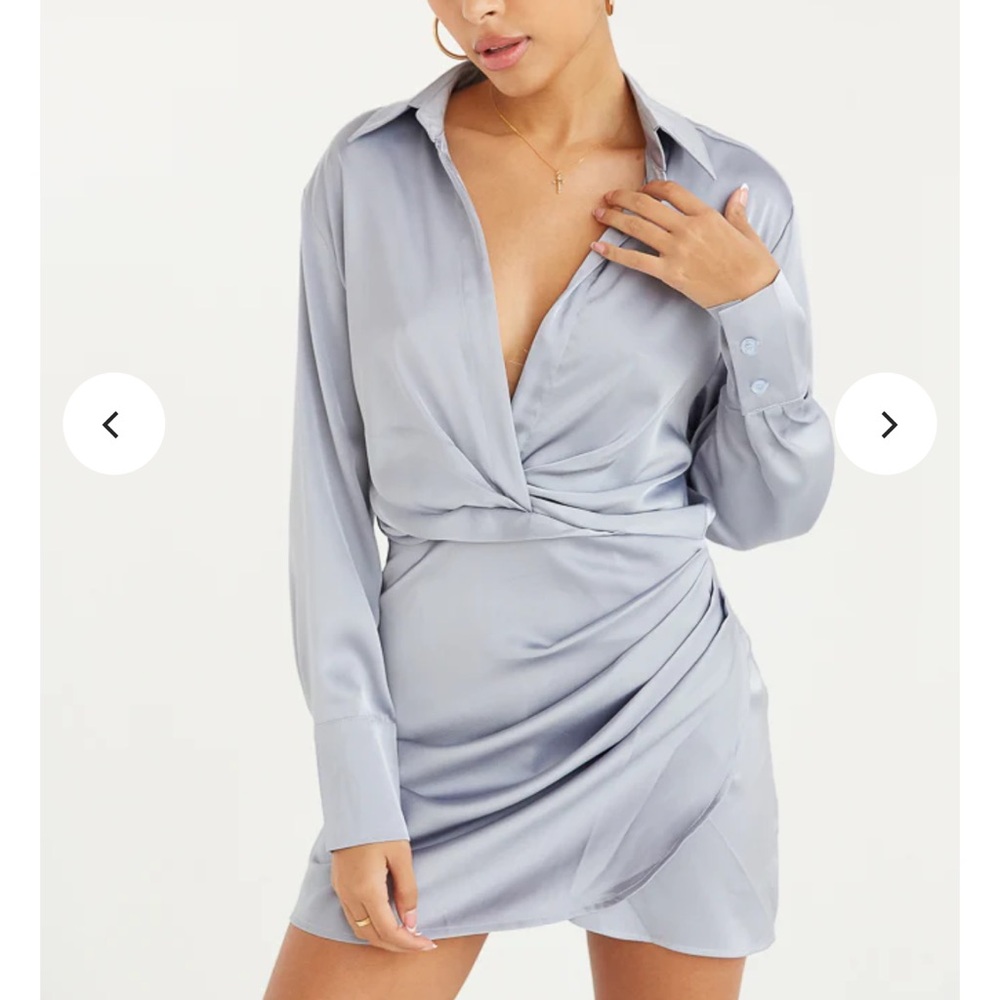 Elegant Long Sleeve Gray Dress
